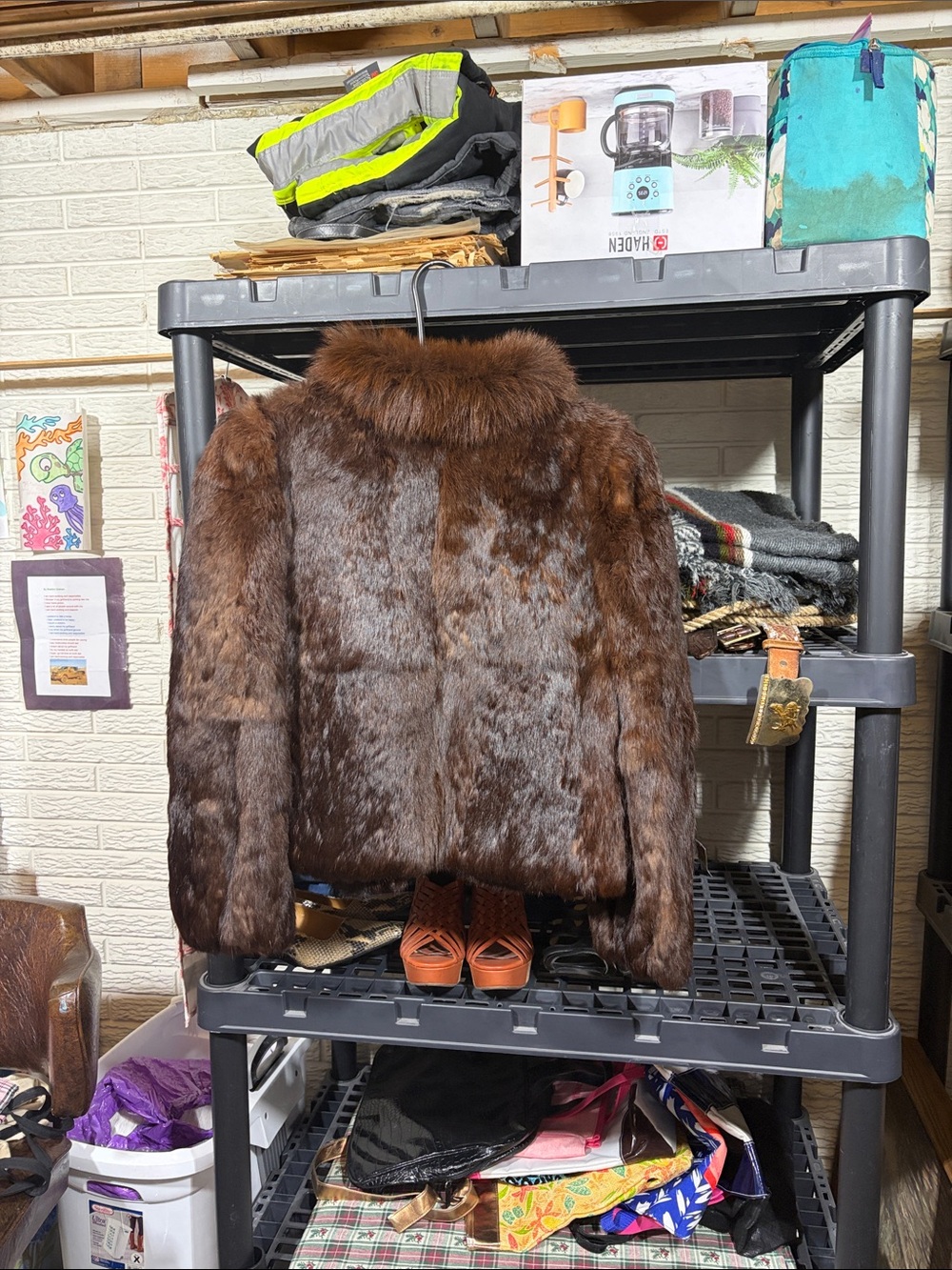Women's Brown Teddy Fur coat (rabbit)